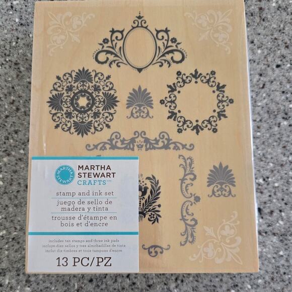 Martha Stewart Other - MARTHA STEWART CRAFTS, FLOURISH 13 Piece WOODEN STAMPS & INK PAD SET
